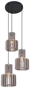 Candeeiro suspenso retro preto com taupe 3-luzes - Felt Retro