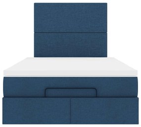 Estrutura de cama otomana com colchão 120x200 cm tecido azul