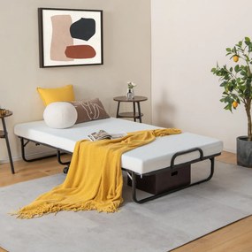 Cama dobrável com colchão de espuma viscoelástica Cama de hóspedes portátil com estrutura metálica para adultos Escritório em casa 191 x 96 x 28 cm