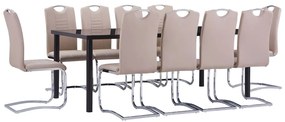 vidaXL 11 pcs conjunto de jantar couro artificial cappuccino