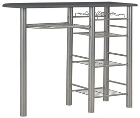 3 pcs conjunto de bar com prateleiras madeira e aço preto