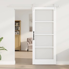 Porta Deslizante vidaXL com Kit de Componentes Brancos 83x202 cm Madei