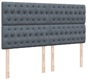 Cama com molas/colchão 180x200 cm veludo cinzento-escuro