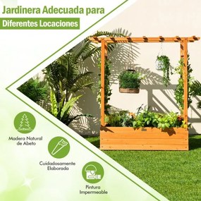 Floreira elevada com treliça para plantas em arco com orifícios de drenagem quintal jardim 100 x 44 x 113,5 cm