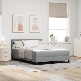 Cama Box Spring com colchão Cinza Claro 140x190 cm Tecido