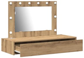 Mesa de Maquiagem Suspensa com Luzes LED Carvalho Artisan