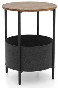 Mesa lateral redonda para espaços pequenos com cesto de tecido removível e estrutura de metal - branca