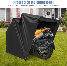 Capa Cobertura para Motas  em Tecido Oxford e Janelas de Malha Enroláveis 345 X 137 X 190 cm Preto