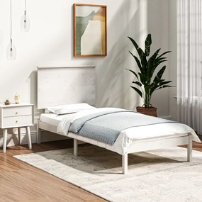 Cama sem colchão 90x200 cm madeira de pinho maciça branco
