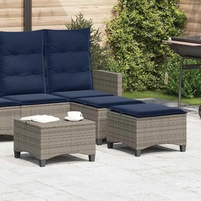 vidaXL Bancos jardim com almofadas 2 unid 55x55x36 cm vime PE cinzento