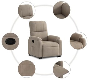 Poltrona reclinável elevatória microfibra cinzento-acastanhado