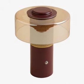 Lâmpada De Mesa Led Sem Fios Em Cristal E Ferro Elfriede Vermelho Tijolo - Sklum
