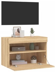 Móvel de parede p/ TV c/ luzes LED 60x30x40 cm carvalho sonoma