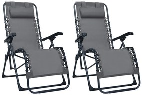 vidaXL Cadeiras de pátio dobráveis 2 pcs textilene cinzento