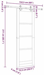 Conjunto de Porta Deslizante vidaXL 73.5x211 cm Madeira Maciça de Pinh