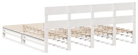 Cama sem colchão 200x200 cm madeira de pinho maciça branco