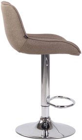 Conjunto de 2 bancos de bar Lentini em tecido e com estrutura cromada 50 x 86-108 x 50 cm Castanho acinzentado