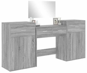 Conj. de toucador 4 pcs derivados de madeira cinzento sonoma