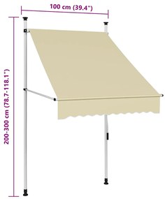 Toldo retrátil manual 100 cm creme