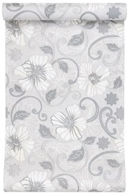 Papel parede 3D c/ padrão flores 10x0,53 m não-tecido cinza