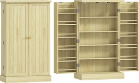 HOMCOM Despensa 104 cm, 12 suportes para especiarias, prateleiras ajustáveis, madeira natural. | Aosom Portugal