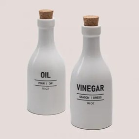 Galheteiro de Azeite e Vinagre em Cerâmica Yorts Branco - Sklum