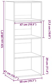 Armário alto 50x41x124 cm derivados de madeira cinza sonoma