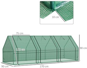 Estufa de Jardim Terraço 270x90x90 cm Tipo Casa Tubo de Aço com 3 Jane