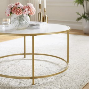 Mesa de centro redonda com estrutura metálica 84 x 45,5 cm (Ø x H) branco-dourado