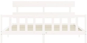 Cama sem colchão 200x200 cm madeira de pinho maciça branco