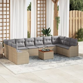 Conjunto de Sofá de Jardim vidaXL de 11 peças com Almofadas Bege de Ra