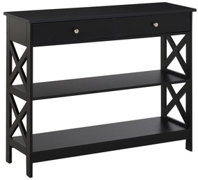 HOMCOM Consola de Entrada com 2 Gavetas e 2 Prateleiras Inferiores Mobiliário Moderno Base Elevada Anti-Inclinação 100x30,5x80 cm Preto