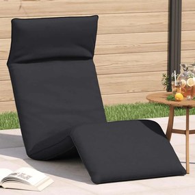 Espreguiçadeira dobrável 175x54x8,5 cm tecido Oxford preto