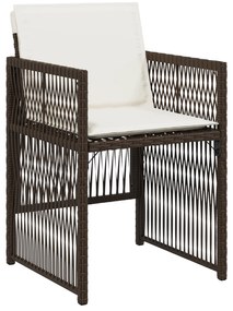 Conjunto de Jantar de 9 Peças vidaXL com Almofadas Castanho Vime Sinté