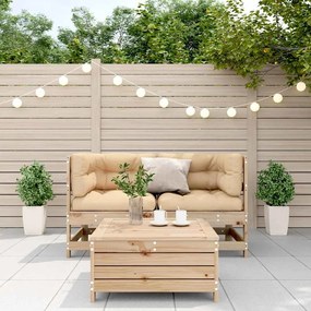 3 pcs conjunto lounge de jardim c/ almofadões pinho maciço