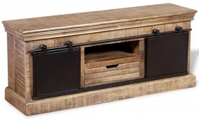 Móvel TV 2 portas deslizantes, mangueira maciça, 110x30x45 cm