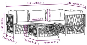 5 pcs conjunto lounge de jardim com almofadões aço antracite