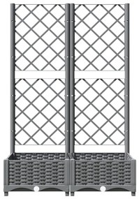Vaso/floreira jardim c/ treliça 80x40x121,5 cm PP cinza-claro