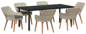 Conjunto de sala de jantar 7 pcs Cinza claro e preto