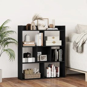 Estante aberta com 7 cubos de madeira 80 x 20 x 90 cm para quarto e sala de estar Preta