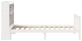 Cama com estante sem colchão 90x190 cm pinho maciço branco