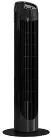 HOMCOM Ventoinha de Coluna 45W Ventoinha de Coluna Silenciosa com 3 Velocidades e Oscilação 70° para Sala Quarto Ø27x75 cm Preto