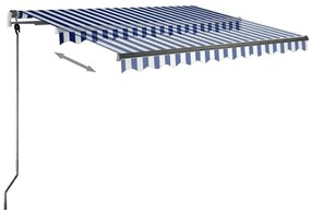 Toldo retrátil manual com LED 300x250 cm azul e branco