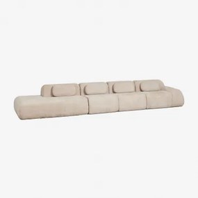 Sofá Modular De Canto Em Chenille De 4 Peças Com Chaise Longue À Esquerda Embalado A Vácuo Mérida Chenille Grossa Bege Tapioca - Sklum