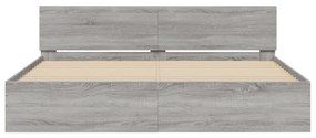Estrutura de cama com cabeceira 160x200 cm cinzento sonoma