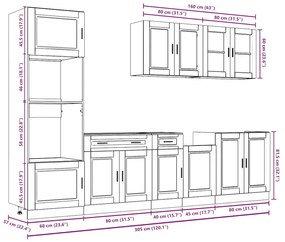 7 peças armário de cozinha conjunto Kalmar cinza sonoma