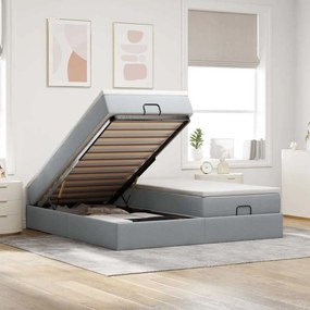 vidaXL Estrutura de cama otomana com colchões tecido cinzento claro