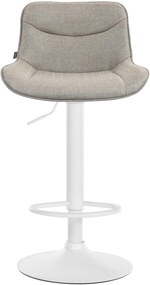 Banco alto em tecido com estrutura branca 85-106 x 49 x 51 cm castanho acinzentado