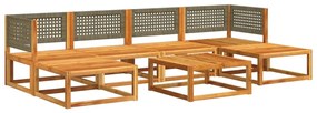 7 pcs conjunto sofás jardim c/almofadões madeira maciça acácia