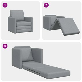 Sofá-cama de Chão 2 em 1 Cinza-claro 74x77x81 cm Tecido